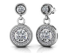 Load image into Gallery viewer, Round Colored Stone Drop Diamond Earrings Diamond  with 1.90 ct.(finished) 1.3mm, 3.2mm, 5.5mm