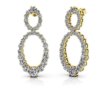 Oval Diamond Drop Diamond Earrings with 2.02 ct.(finished)