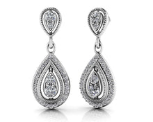 Load image into Gallery viewer, Tear Drop Diamond Drop Earrings Diamond  with 1.33 ct.(finished)