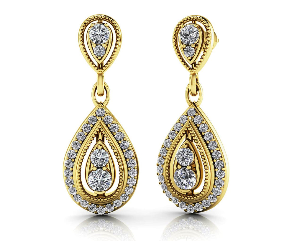 Tear Drop Diamond Drop Diamond Earrings with 0.67 ct.(finished)