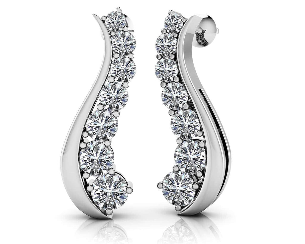 Wavy Journey Diamond Earrings Diamond  with 1.47 ct.(finished)