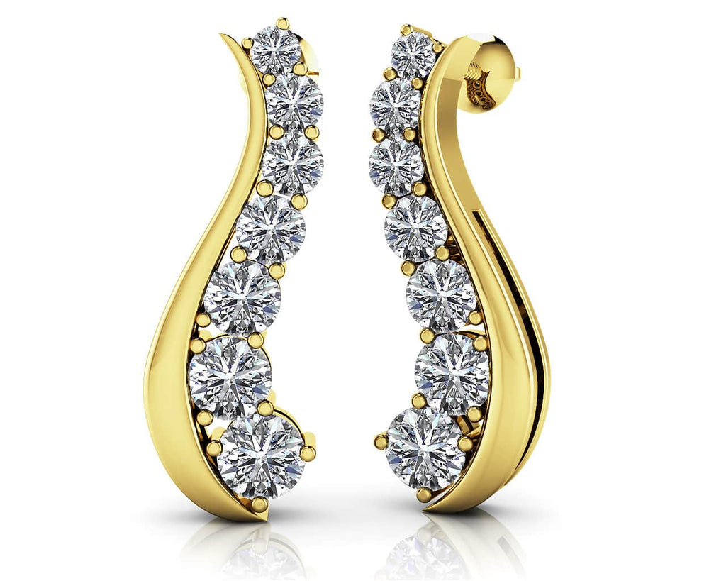 Wavy Journey Diamond Earrings with 0.94 ct.(finished)