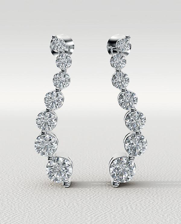 Wavy Journey Round Link Diamond Earrings with 0.49 ct.(finished)