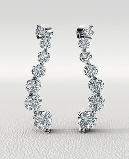 Wavy Journey Round Link Diamond Earrings with 1.63 ct.(finished)