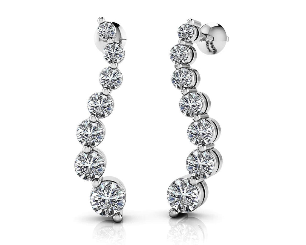 Wavy Journey Round Link Diamond Earrings Diamond  with 1.63 ct.(finished)