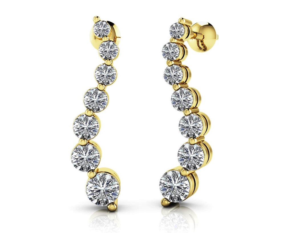 Wavy Journey Round Link Diamond Earrings with 1.98 ct.(finished)