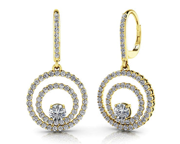 Double Circle Diamond Earrings with 1.68 ct.(finished) 1.3mm, 4mm