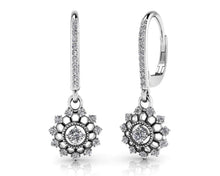 Load image into Gallery viewer, Diamond Starburst Shephard Hook Earrings Diamond  with 0.52 ct.(finished) 1.3mm, 2.5mm