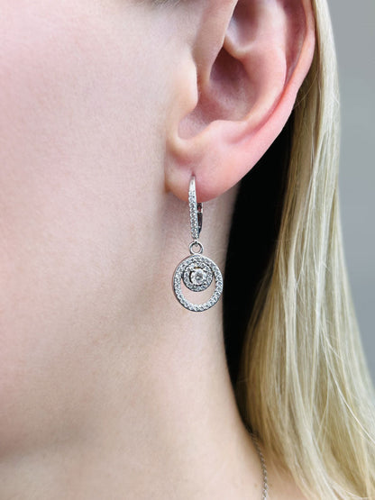Diamond Circle Pendant Shephard Hook Diamond Earrings with 1.50 ct.(finished) 1.3mm, 4mm