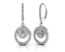 Load image into Gallery viewer, Diamond Circle Pendant Shephard Hook Earrings Diamond  with 0.94 ct.(finished) 1.1mm, 3mm