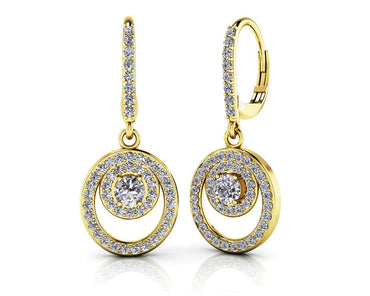 Diamond Circle Pendant Shephard Hook Diamond Earrings with 1.50 ct.(finished) 1.3mm, 4mm