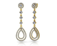 Load image into Gallery viewer, Designer Double Drop Diamond Earrings with 2.03 ct.(finished) 1.1mm, 1.3mm, 3.3mm