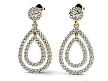 Load image into Gallery viewer, Double Teardrop Diamond Earrings with 1.03 ct.(finished) 1.1mm, 1.5mm, 2mm