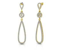 Load image into Gallery viewer, Long Teardrop Diamond Earrings with 1.11 ct.(finished) 1.1mm, 1.5mm, 2mm