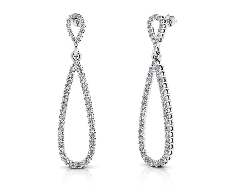 Long Teardrop Drop Diamond Earrings Diamond  with 0.71 ct.(finished) 1.1mm