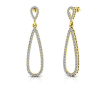 Load image into Gallery viewer, Long Teardrop Drop Diamond Earrings with 1.53 ct.(finished) 1.5mm