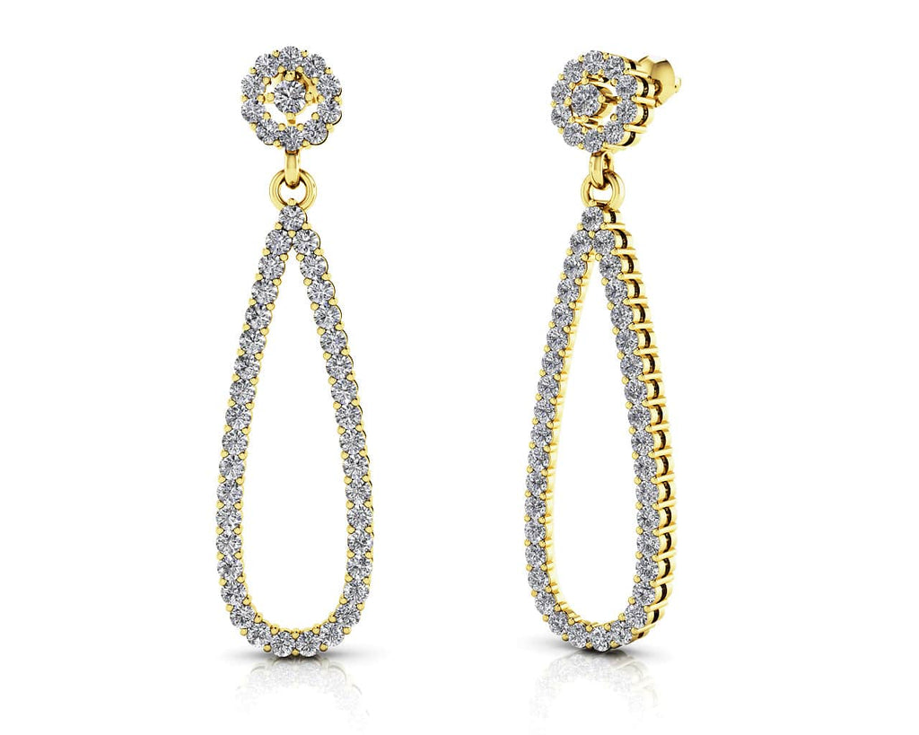 Long TearDrop Diamond Earrings with 0.91 ct.(finished) 1.1mm, 1.5mm, 2mm