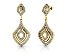 Load image into Gallery viewer, Wavy Double Drop Diamond Earrings with 0.78 ct.(finished) 1mm, 1.2mm, 1.4mm