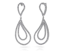 Load image into Gallery viewer, Curvy Teardrop Diamond Drop Earrings Diamond  with 1.42 ct.(finished) 1.2mm