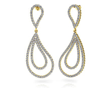 Load image into Gallery viewer, Curvy Teardrop Diamond Drop Diamond Earrings with 2.47 ct.(finished) 1.4mm