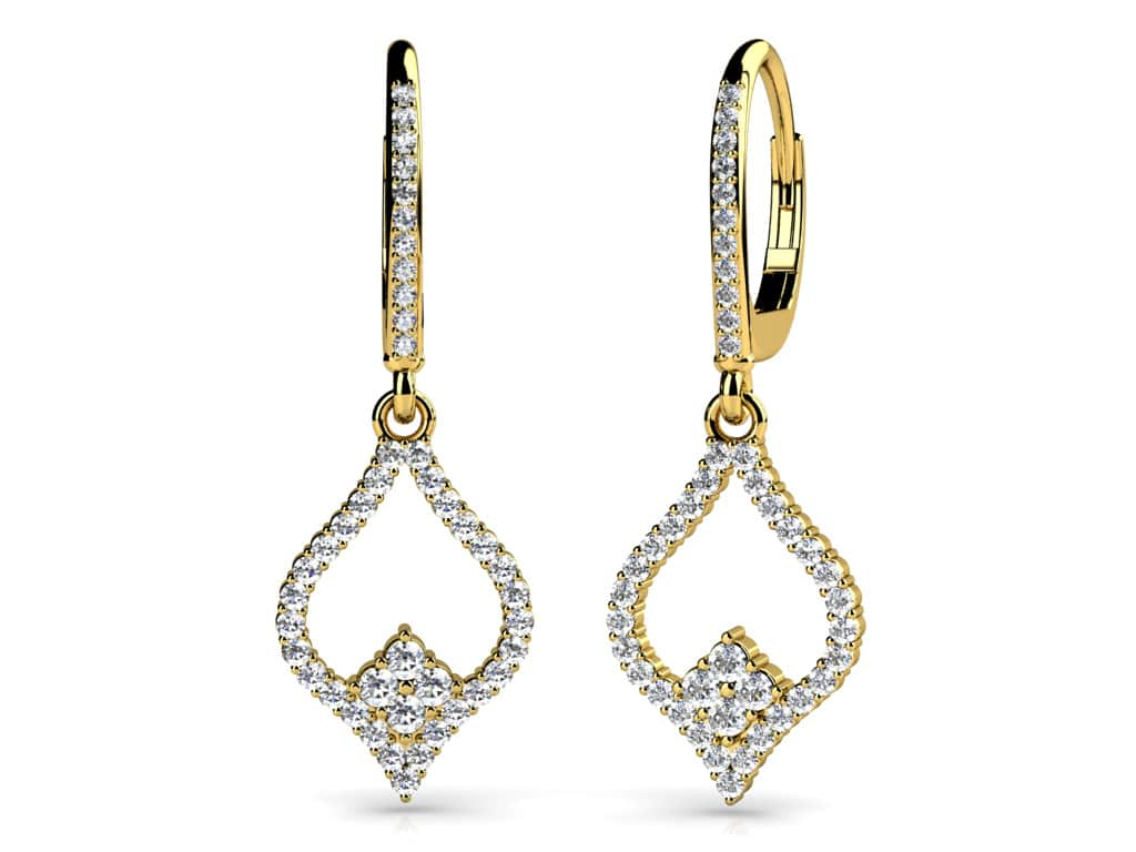 Diamond Lined Pendant Diamond Earrings with 0.77 ct.(finished) 1.2mm, 1.6mm