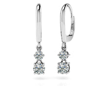 Load image into Gallery viewer, Double Drop Shiny Back Earrings Diamond  with 0.48 ct.(finished) 2.7mm, 3.5mm