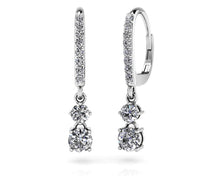 Load image into Gallery viewer, Double Drop Diamond Hoop Earrings Diamond  with 0.59 ct.(finished) 1mm, 2.7mm, 3.5mm