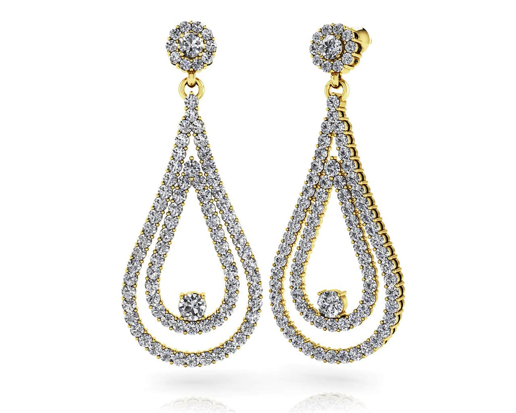 Double Drop Diamond Swing Diamond Earrings with 1.61 ct.(finished) 1.2mm, 2.5mm, 2.7mm