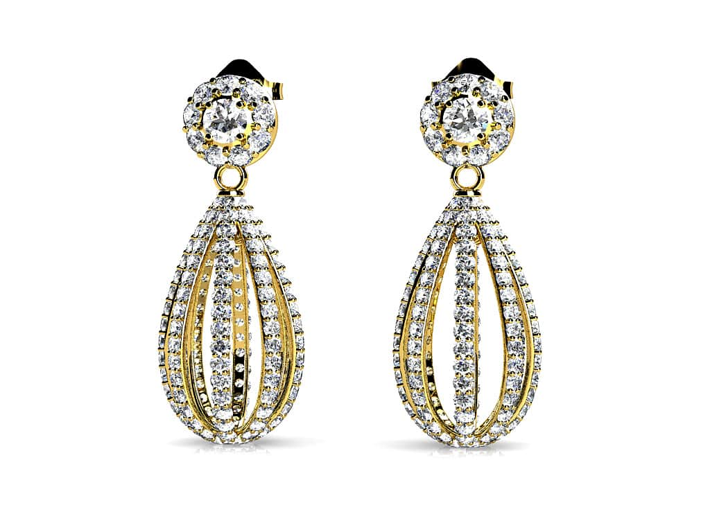 Dreamy Diamond Drop Diamond Earrings with 2.28 ct.(finished) 1.1mm, 1.7mm, 2.5mm