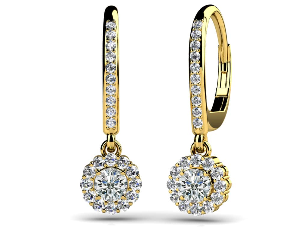 Stylish Diamond Drop Diamond Earrings with 0.66 ct. (2X0.16 ct. center diamonds)