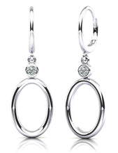 Load image into Gallery viewer, Double Oval Drop Diamond Hoop Earrings Diamond  with 0.24 ct.(finished) 3.2mm