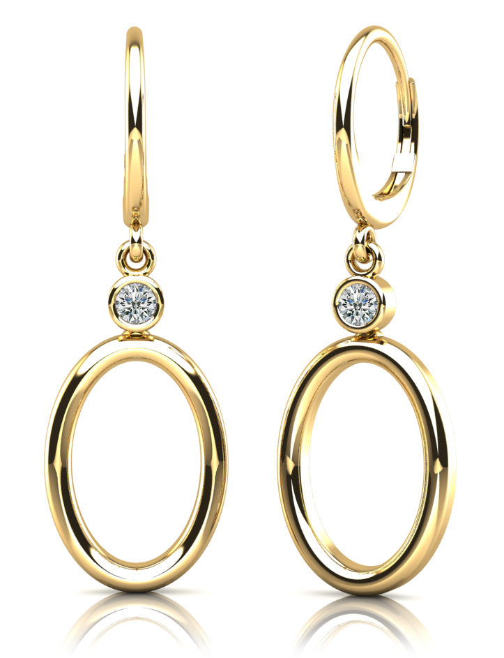 Double Oval Drop Diamond Hoop Diamond Earrings with 0.50 ct.(finished) 4mm