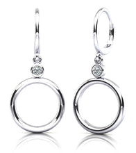 Load image into Gallery viewer, Double Circle Drop Diamond Hoop Earrings Diamond  with 0.24 ct.(finished) 3.2mm