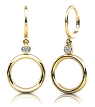 Load image into Gallery viewer, Double Circle Drop Diamond Hoop Diamond Earrings with 0.24 ct.(finished) 3.2mm