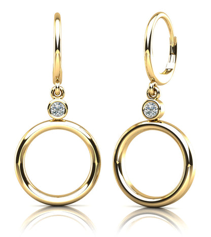 Double Circle Drop Diamond Hoop Diamond Earrings with 0.50 ct.(finished) 4mm