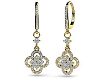 Load image into Gallery viewer, Diamond Clover Drop Diamond Earrings with 1.29 ct.(finished) 1.1mm, 2.6mm