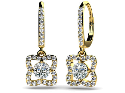 Blossom Diamond Drop Diamond Earrings with 1.46 ct.(finished) 1.2mm, 5mm