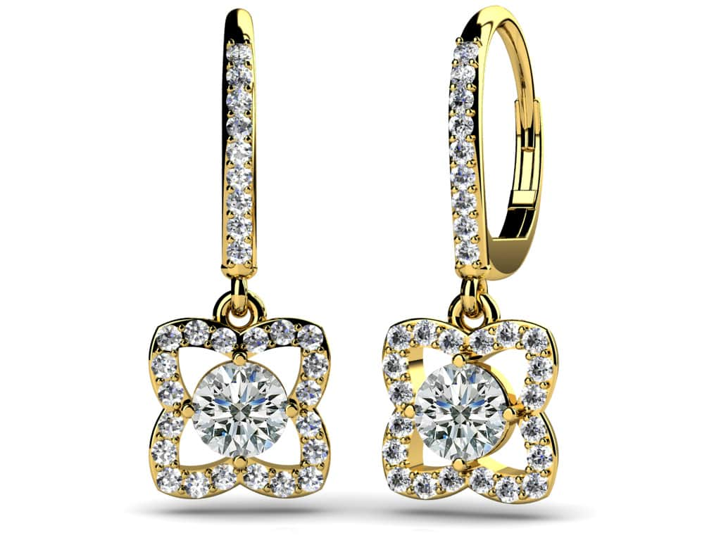 Blossom Diamond Drop Diamond Earrings with 1.46 ct.(finished) 1.2mm, 5mm