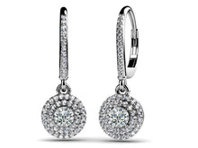 Load image into Gallery viewer, Surrounded By Sparkle Diamond Hoop Earrings Diamond  with 0.63 ct. (2X0.11 ct. center diamonds)