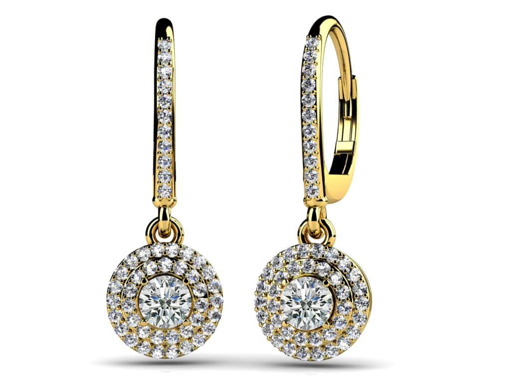 Surrounded By Sparkle Diamond Hoop Diamond Earrings with 0.77 ct. (2X0.16 ct. center diamonds)