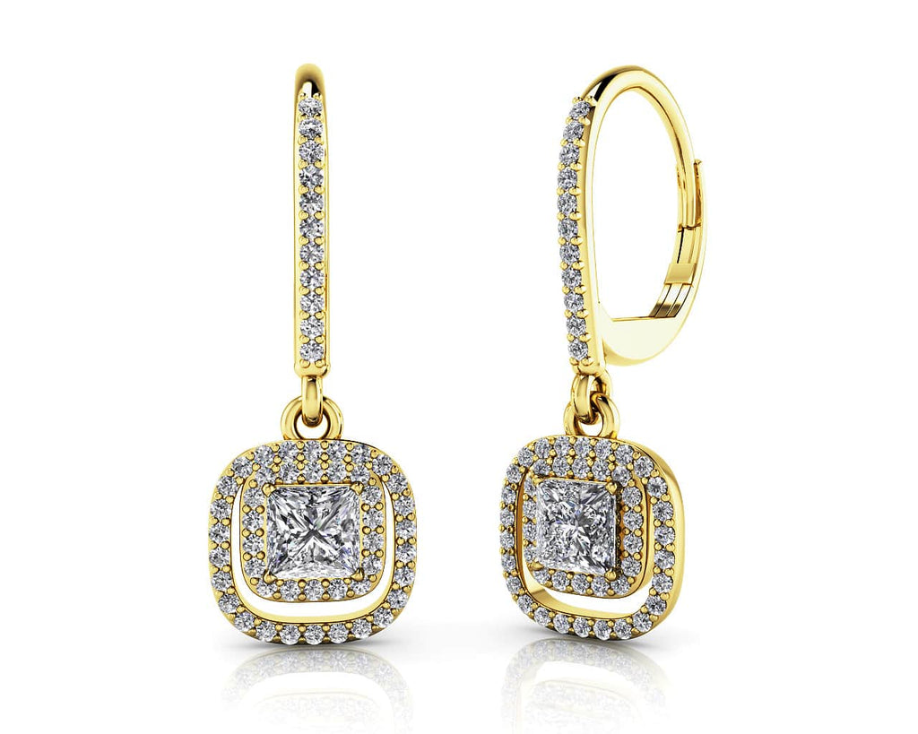 Day To Night Diamond Drop Diamond Earrings with 1.06 ct. (2X0.27 ct. center diamonds)