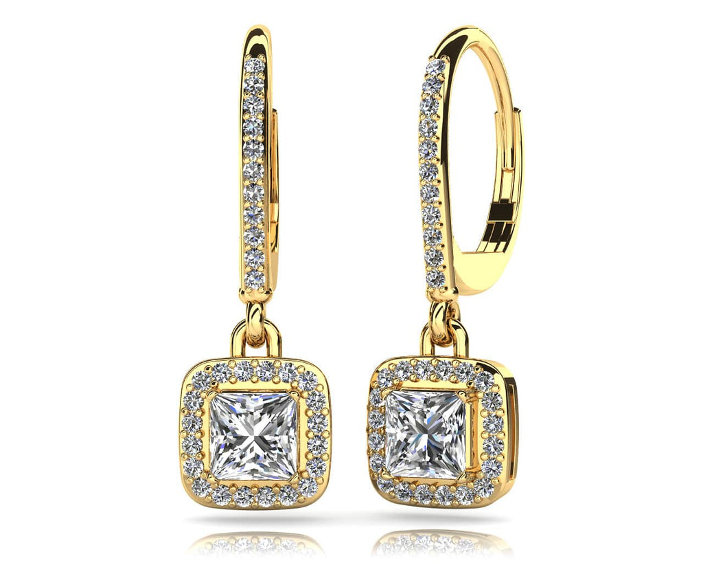 Princess Cut Diamond Allure Diamond Earrings with 1.09 ct. (2X0.40 ct. center diamonds)