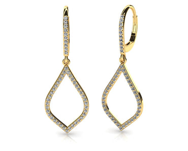 Open Leaf Diamond Drop Diamond Earrings with 0.67 ct.(finished) 1mm