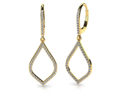 Open Leaf Diamond Drop Diamond Earrings with 0.67 ct.(finished) 1mm