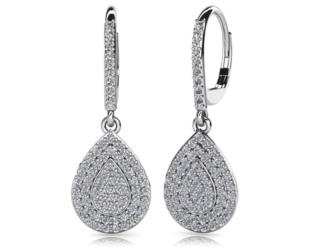 Teardrop Diamond Drop Earrings Diamond  with 2.04 ct.(finished) 1.5mm