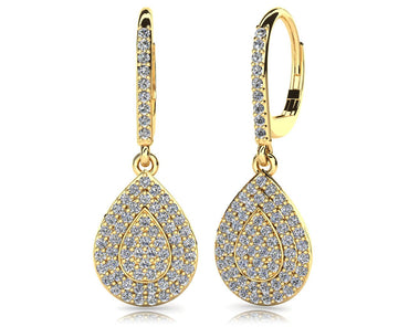 Teardrop Diamond Drop Diamond Earrings with 1.09 ct.(finished) 1.2mm