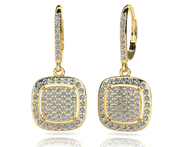 Diamond Lined Cluster Diamond Earrings with 1.45 ct.(finished) 1.0mm, 1.2mm, 1.5mm