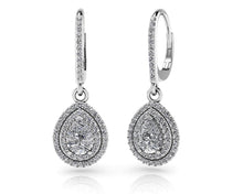 Load image into Gallery viewer, Vintage Teardrop Diamond Earrings Diamond  with 1.65 ct. (2X0.50 ct. center diamonds)