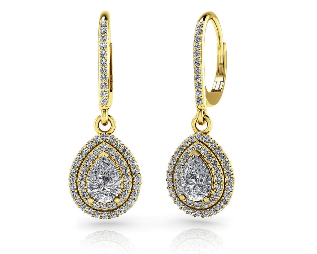 Vintage Teardrop Diamond Earrings with 1.65 ct. (2X0.50 ct. center diamonds)