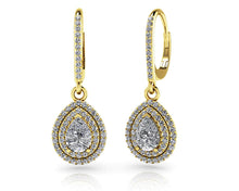 Load image into Gallery viewer, Vintage Teardrop Diamond Earrings with 1.65 ct. (2X0.50 ct. center diamonds)